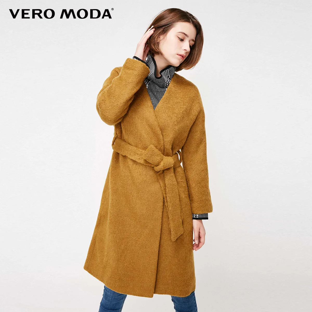 Vero Moda женское новое шерстяное пальто с v-образным вырезом и длинными рукавами | 318327532