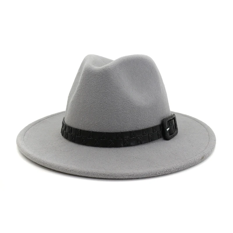 Light Gray fedora FS 16 цветов шерсть с широкими полями Войлок Мужская мягкая фетровая шляпа для женщин мужчин зима осень широкими полями Джаз церковь Крестный отец шляпы сомбреро - Цвет: Light Gray fedora