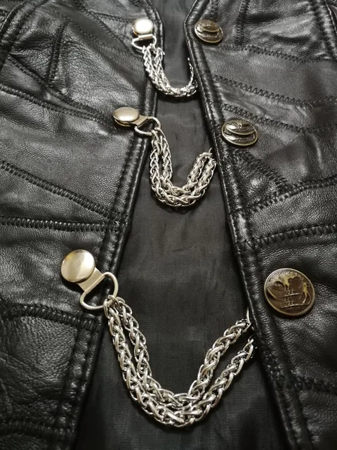 Club Pagan Mc On Biker Jacket Vest Chains For Men Skull Head