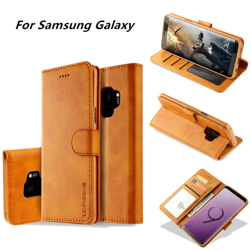 Кожаный чехол кошелек с откидной крышкой для Samsung Galaxy S6 S7 S8 S9 S10 S10E A20 A30 A50 A70 iPhone 5S SE 6