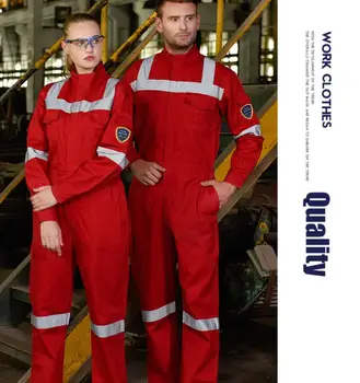 

100%cotton red satety FR flame retardant coveralls for oil and gas