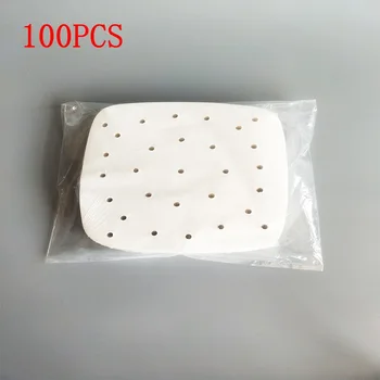

Perforated Steamer Pad Non Stick Air Fryer Liners Dim Sum Paper Square 100Pcs ZXX9112