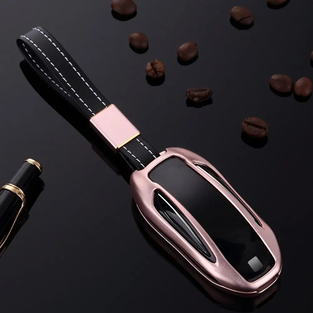 

Fit For Tesla MODEL S Remote Key Shell Case Cover Fob Protector Alloy With Chain