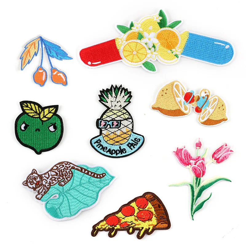 

Pineapple Patches for Clothes DIY Stripes Iron on Pill Appliques Thermo Clothing Cats Stickers Embroidery Flowers Badges @G