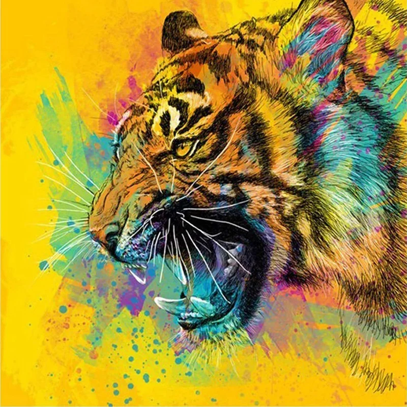

5D Diamond Painting Kits Full Drill Diamond Embroidery (Tiger, 12X12)