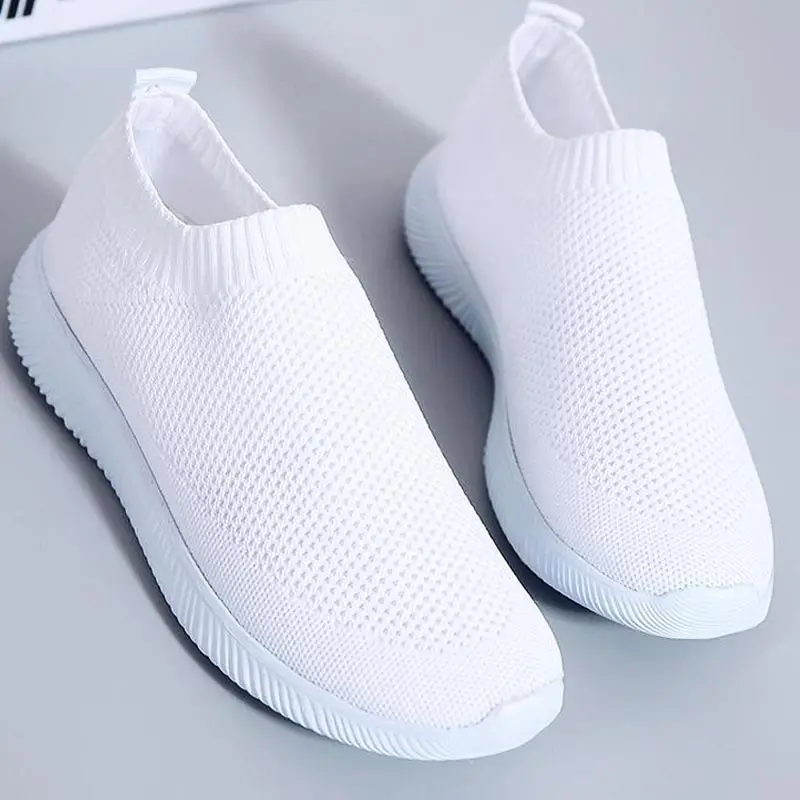 Big Size Summer Slip on Sock Sneakers Women's Running Shoes Sports Woman White Woman Sport Sneakers Knit Trainers Temis GME-1802