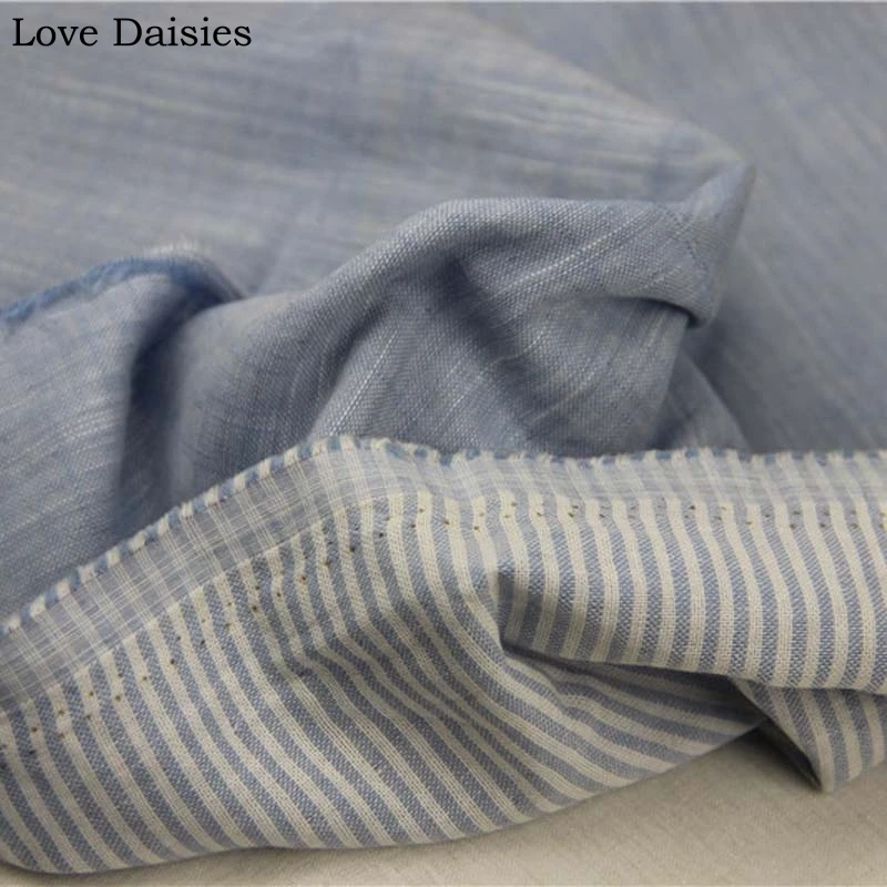 Двухслойная хлопковая шерстяная окрашенная ткань синяя Ретро полосатая мягкая ткань для DIY Детская одежда ручная работа рубашка платье Блузка ткань