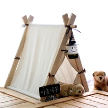 LK1643 креативная палатка для домашних животных на все сезоны моющаяся кошка в горошек питомник с ковриками сосна+ холст товары для домашних животных S L