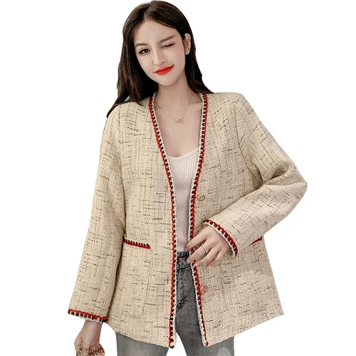 Винтажные свободные модные Chaqueta Mujer с v-образным вырезом Короткое повседневное женское пальто повседневные корейские карманные однобортные куртки