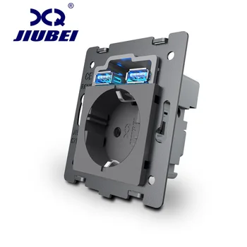 

jiubei USB Socket DIY Parts, Grey Plastic Materials, EU standard, Function Key For EU Wall Socket