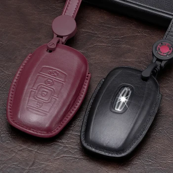 

Genuine Leather Full Protect Car Key Shell Cover Key Case For Lincoln MKC MKZ MKX NAVIGATOR 2017 2018 2019 Fob Key Car-Styling