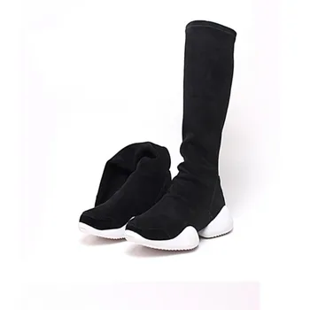 

High Men 2020 New Boots Stretch Fabric Pointed Toe Clasual Short Plush Work Boot Male Fashion Winter Warm Man Shoes Botas Hombre