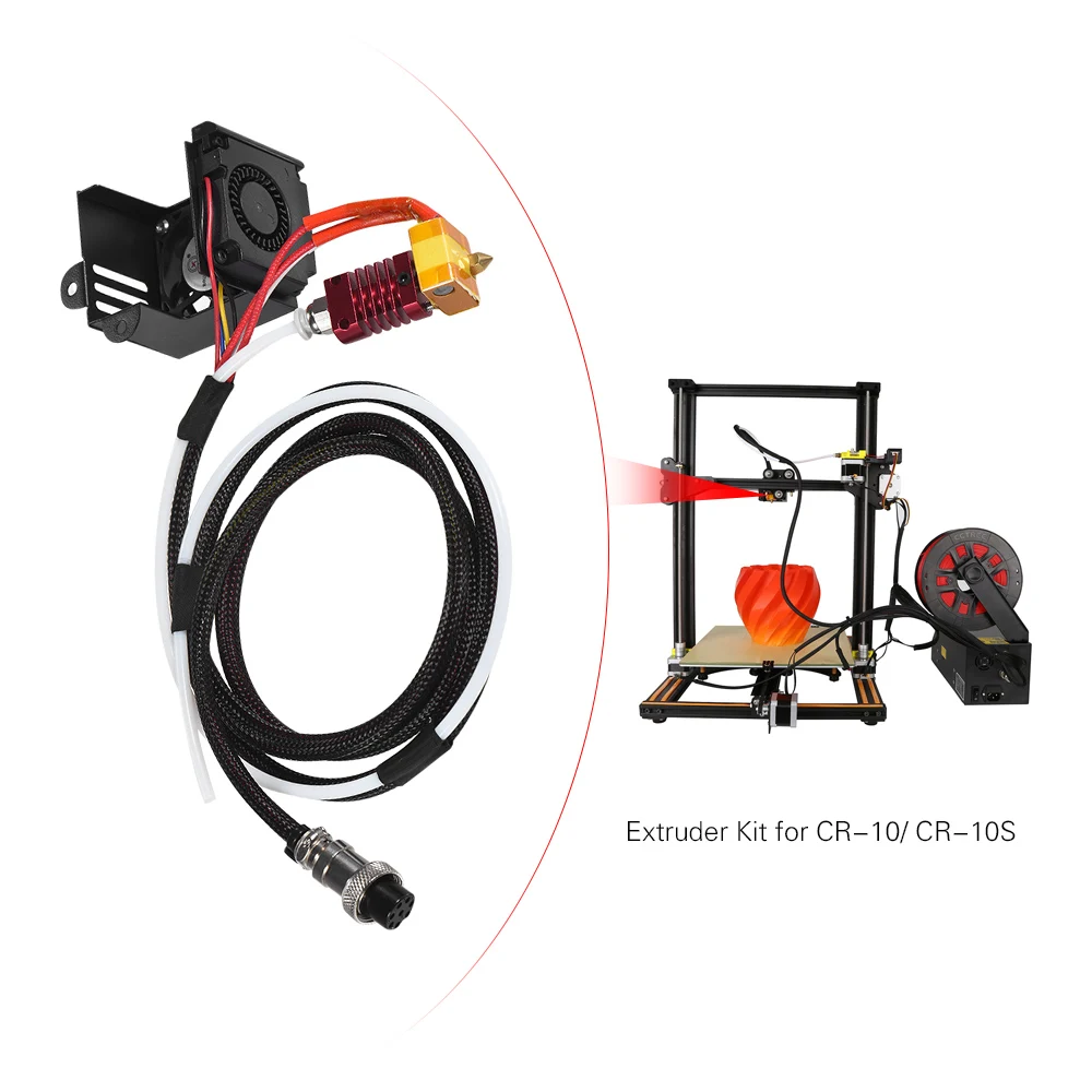 1pc Extruder Kits wth 0.4mm Output Nozzle Double Fans Fan Cover Air Connections for CR-10 3D Printer