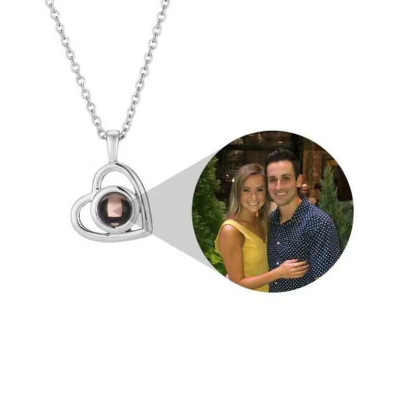 Mother's Day Gift Photo Custom Projection Necklace Simple Ordinary Heart Shaped Lover Family Memory |