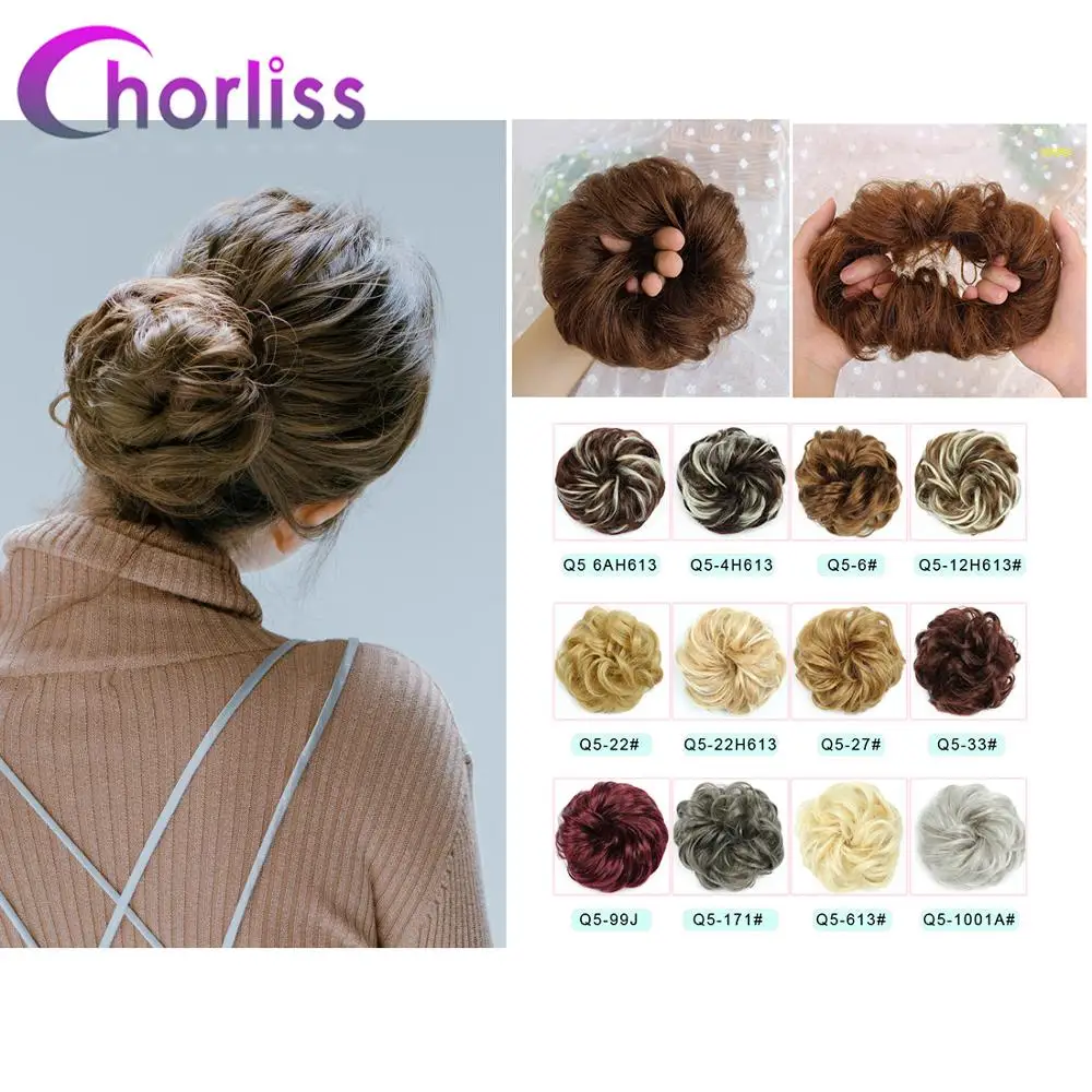 Синтетические кудрявые резинки для волос шиньон для женщин Chorliss Hair wrap Rope головной убор натуральный блонд коричневый поддельные волосы булочки аксессуары