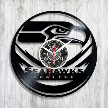 

Seahawks Vintage wall clock modern design CD Black Vinyl Record Clock Duvar Saati Horloge Mural kitchen watch for Home Decor