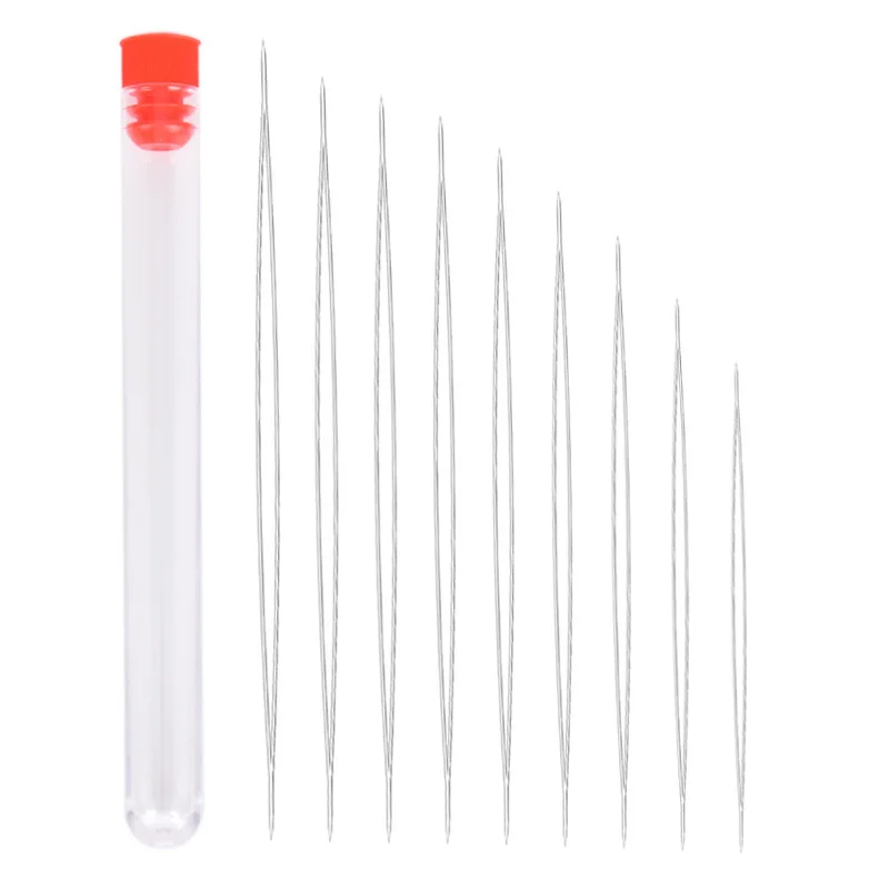 5Pcs Big Eye Curved Beading Needles With Bottle Stainless Steel Tools Pins for Bead Threading String Cord Easy Jewelry Making