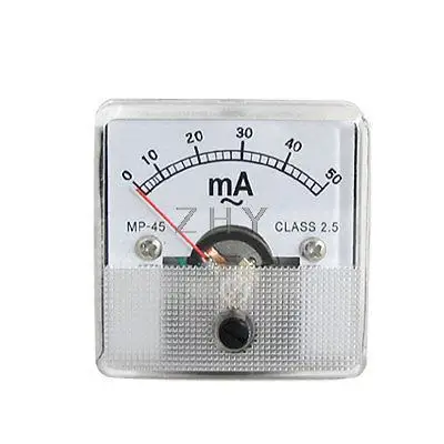 

AC 0-50mA Current Panel Square Plastic Housing Ammeter