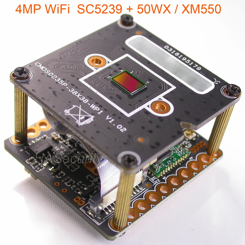 Wi-Fi 4.0MP 4MP H.265X 1/2.7 "их помощью простым движением SC5239 CMOS + 50WX / XM550 CCTV IP камера Модуль