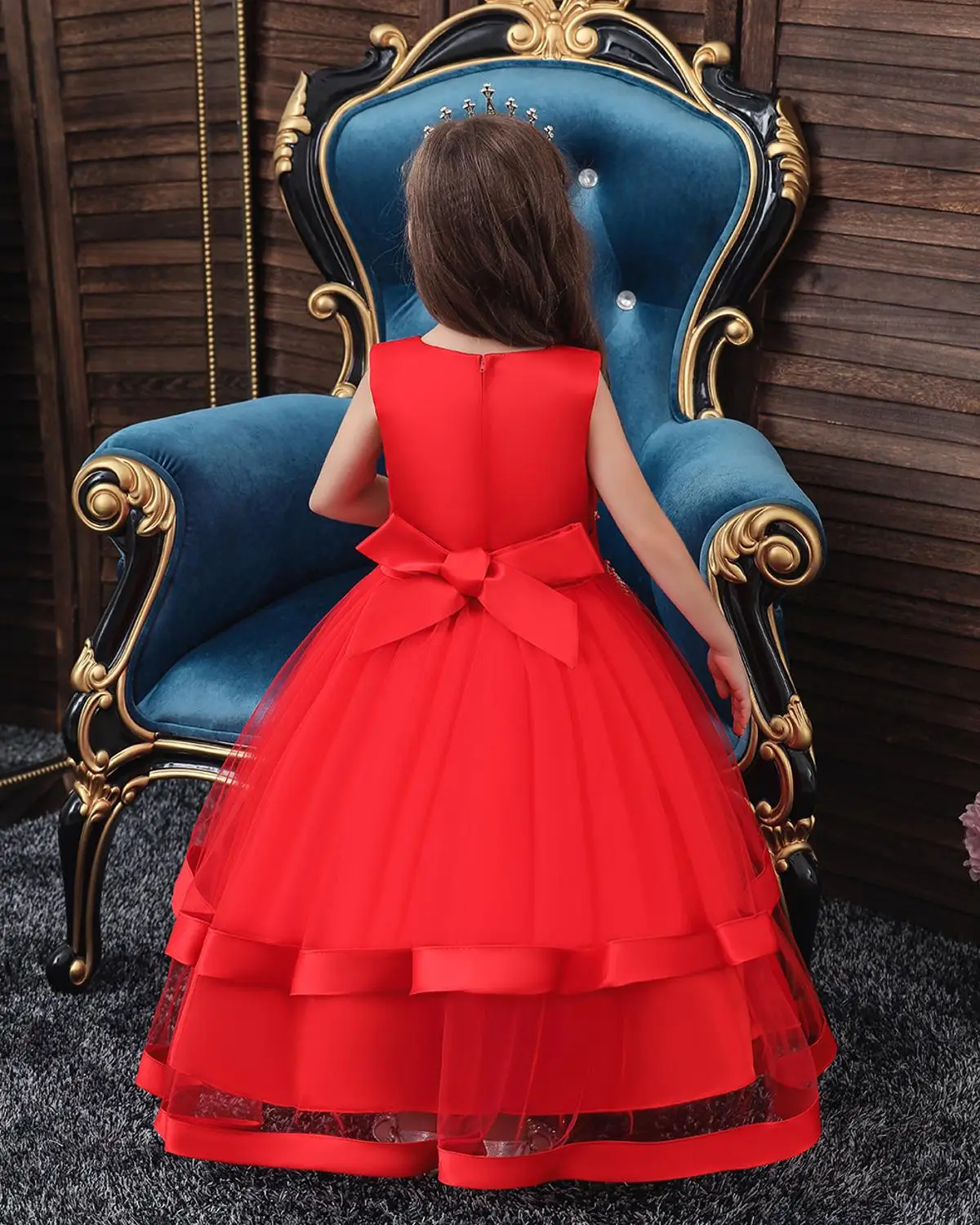 BH-5019# детское платье костюм с цветочным узором для мальчиков длинные Бальные платья для свадебных торжеств недорогие платья для девочек красного, королевского, синего, белого, розового цвета