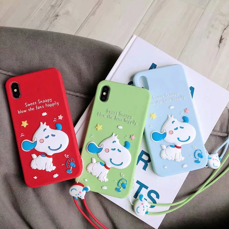 

Ultra Soft TPU Silicone Protector For Iphone 6 7 8 S Plus X XR XS XSMAX Lovely Cartoon 3D Snoopy Phone Fitted Case With Lanyard