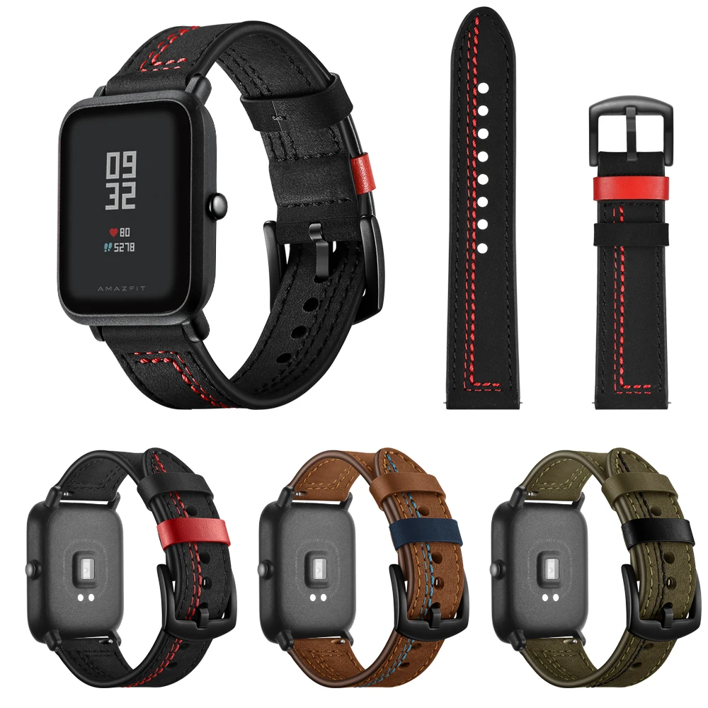 Ремешок из натуральной кожи для Xiaomi Huami Amazfit Bip GTS BIT Lite Youth модный сменный Браслет