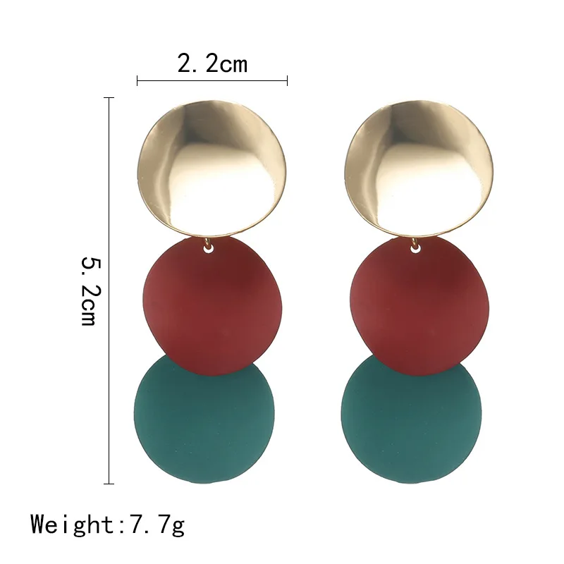 Модный цвет многослойный металлический круглый вафельный ушной кольцо нерегулярные Подвесные серьги геометрической формы женские ювелирные изделия