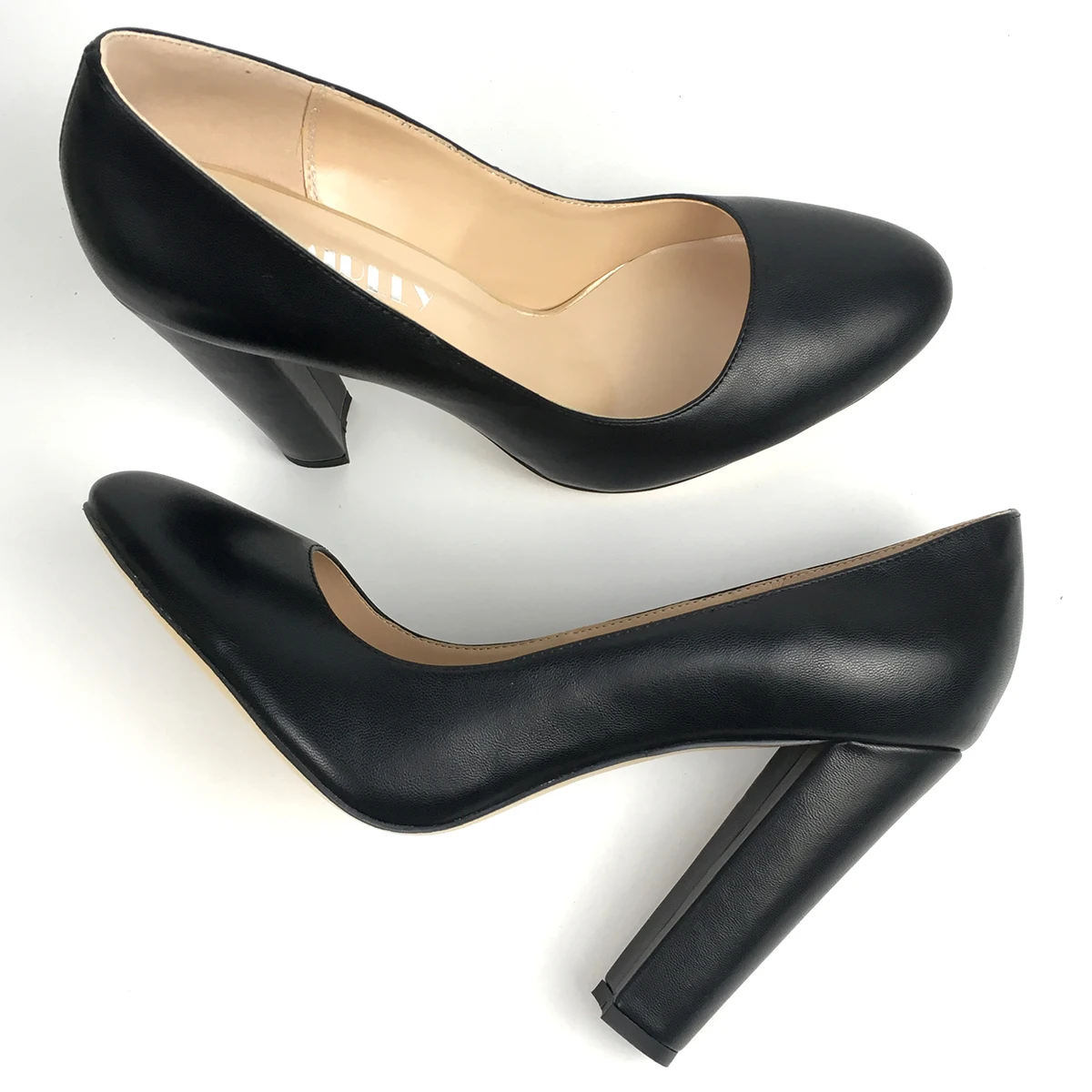 Elegant Women Shoes Round Toe High Heels Pumps Designer Block Heel in Black  Ladies Work And Career Shoes PU Leather Aimirlly