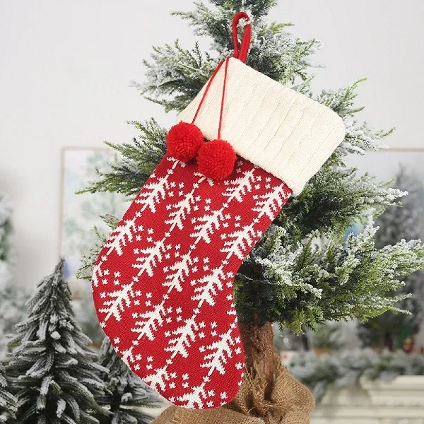 Новые красные чулки Navidad с рождественской елкой украшения Подарочная сумка Рождественский Декор для детей конфеты подарочные сумки оптом - Цвет: 1