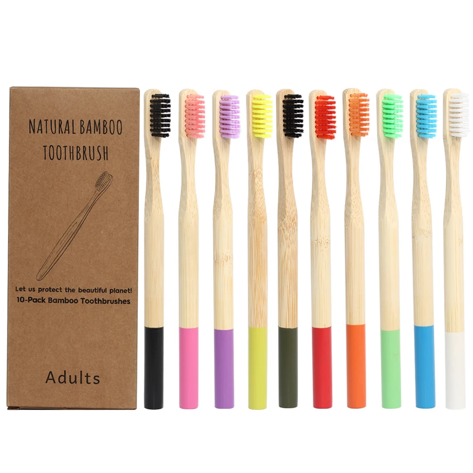 

10/5pcs Circular Natural Pure Bamboo Toothbrush Portable Soft Hair Tooth Brush Eco Friendly Brushes Oral Cleaning Care Tools