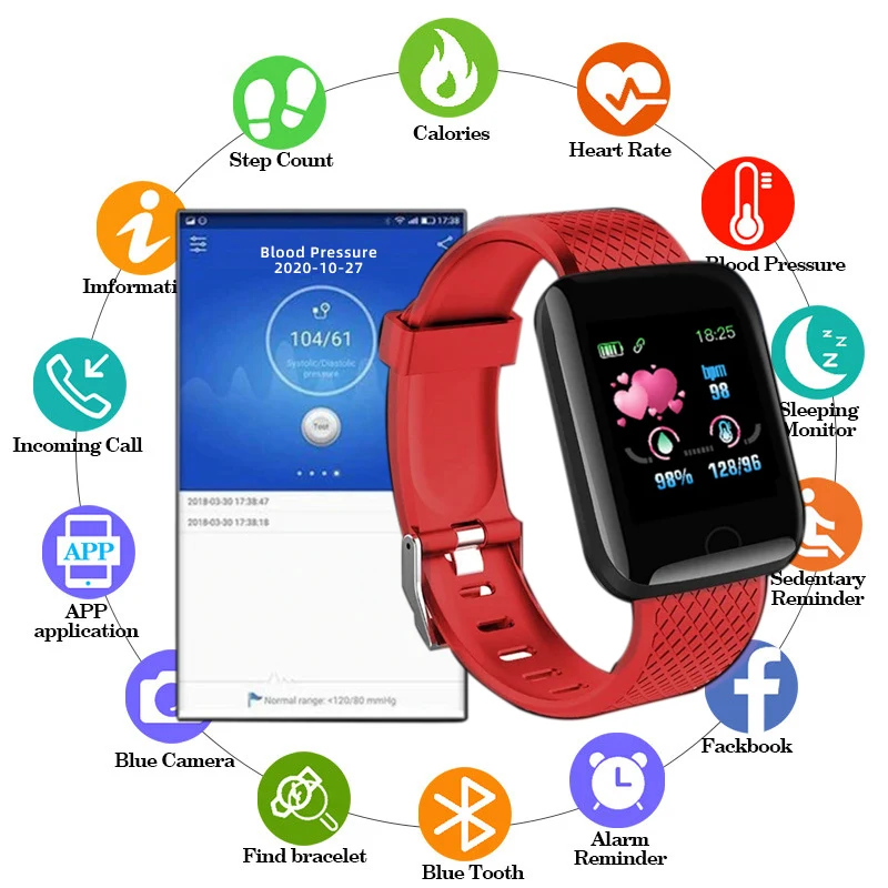 

116Plus Smart Watch 2020 Digital Sport Smartwatch Men Women Heart Rate Heart Rate Monitor Waterproof Smart Wristband Relojes