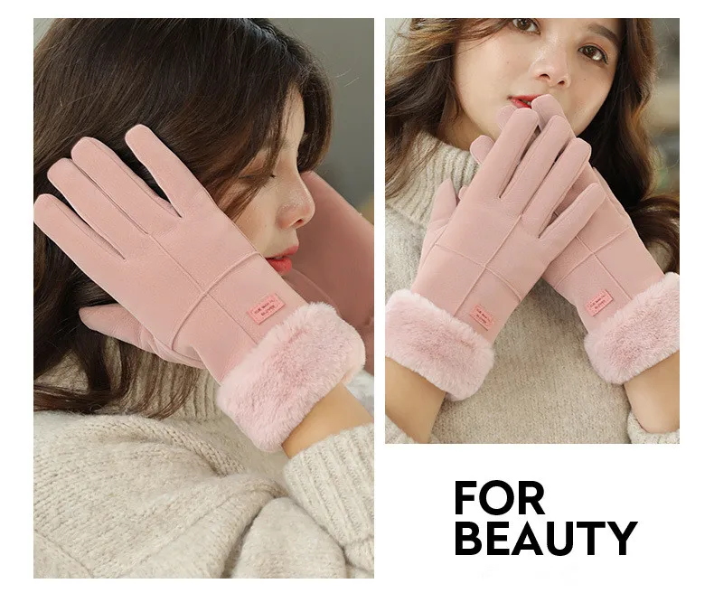 Женские уличные ветрозащитные теплые перчатки плюс бархат утолщение сенсорный экран женские зимние теплые перчатки