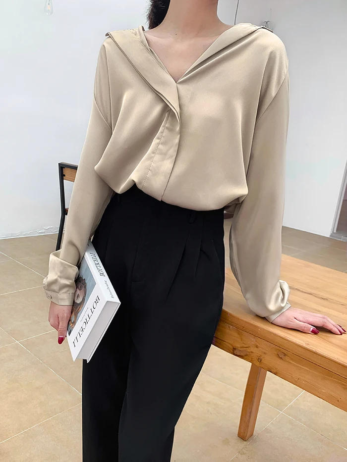 Blusas mujer de moda, Женские топы и блузки на пуговицах, однотонные женские рубашки с длинным рукавом, блузки для женщин, топы, одежда 6649 50