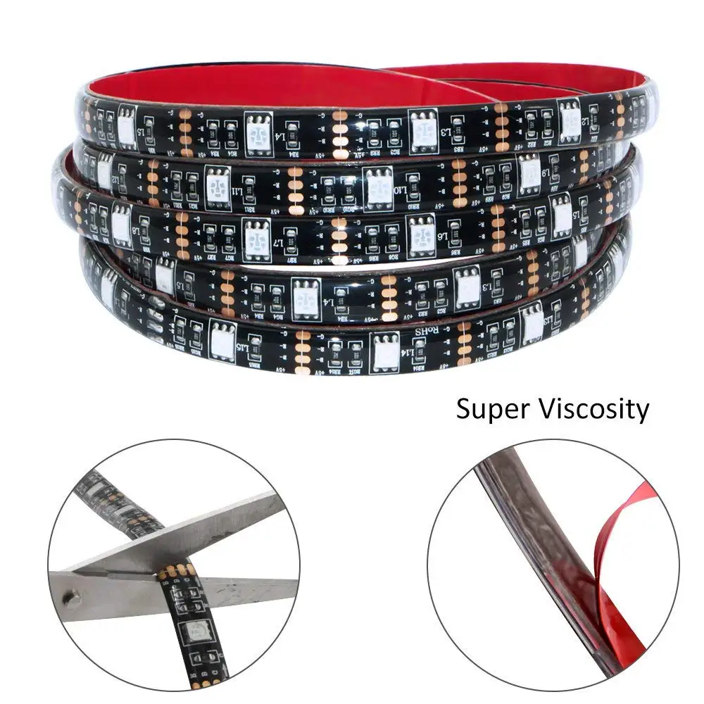 LED Strip Lights Battery Operated USB Powered TV Backlight, LED Strip Battery Powered with RF Remote Waterproof RGB LED Strip