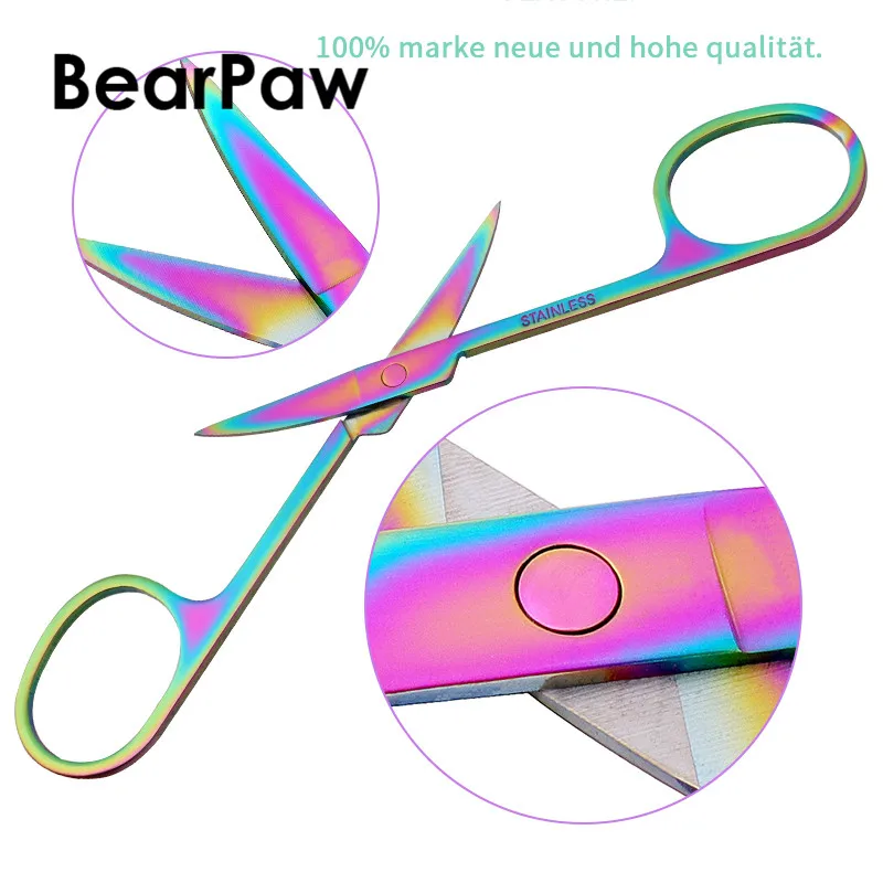 BearPaw из нержавеющей стали, острые ножницы, изогнутая головка, ножницы для бровей, маникюрные ножницы, кутиклимер для ногтей, средство для удаления волос на лице, инструмент для красоты