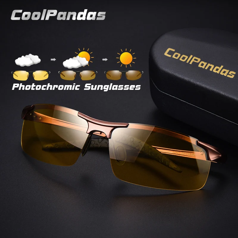 Мужские солнцезащитные очки CoolPandas желтые коричневые фотохромные