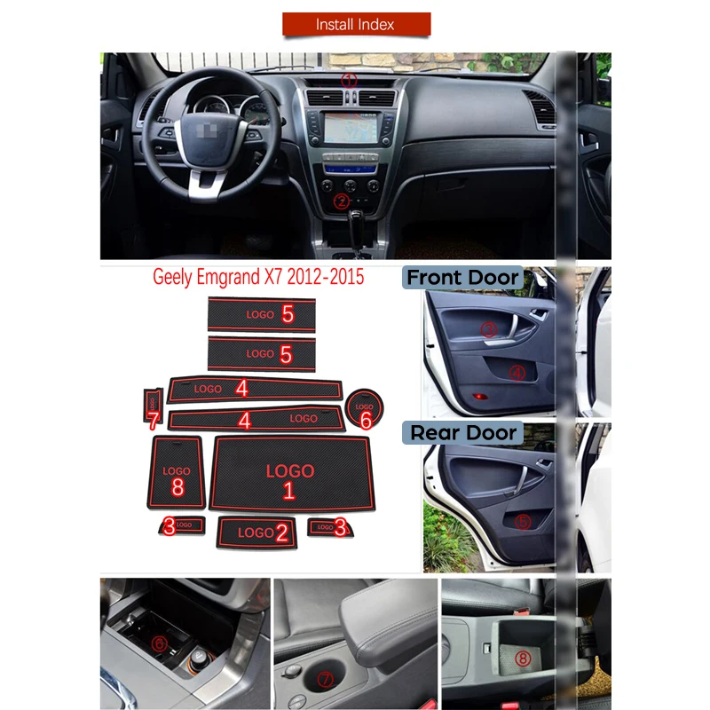 Противоскользящий резиновый подстаканник для Geely Emgrand X7 2012 2013, коврик для двери, аксессуары, автомобильные наклейки, подстаканник