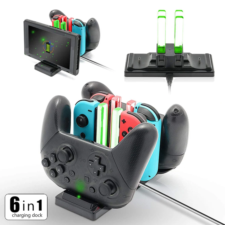 Зарядное устройство для Nintendo Switch 6 в 1 контроллер Joy con и 2 Pro док станция аксессуары
