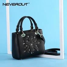 NEVEROUT Высококачественная кожаная Маленькая Сумочка для женщин, черные сумки на плечо, квадратная женская сумка-тоут со съемным плечевым ремнем