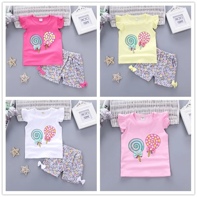 New Baby Girls Clothing Outfits Brand Summer Newborn Infant Sleeveless T-shirt Shorts 2pc/Sets Clothes Casual Sports Tracksuits