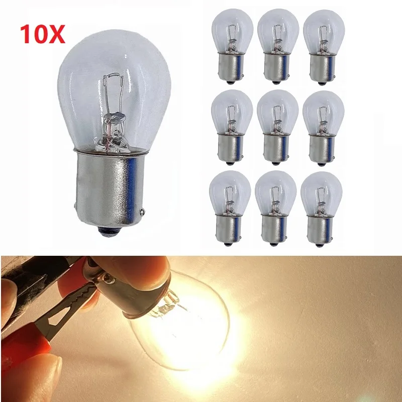 

10X S25 Bulb BA15S 12V 21W 382 P21W 1156 Clear/Amber/Red Color 1157 BAY15D Auto Stop Glass Bulb Car Brake Lamp