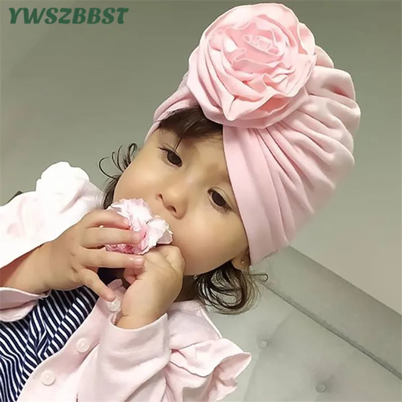 

New Spring Autumn Breathable Cotton Baby Hat Flower Baby Girls Hat Warm Solid Color Children Hat Cap