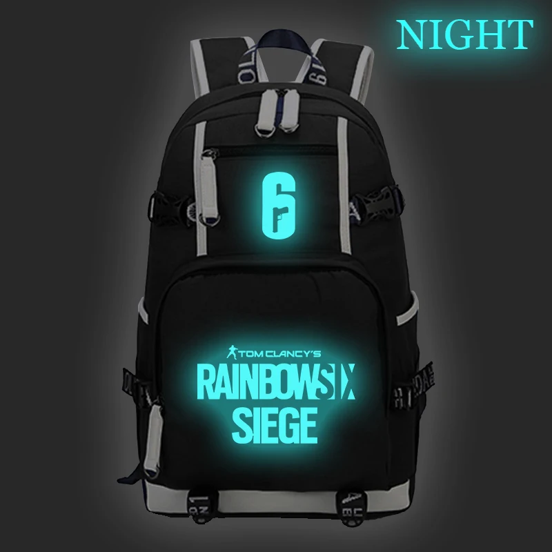 Game of Tom Clancy's Rainbow Six Siege Luminous Backpack Boys Girls Backpack Large Capacity Travel Backpack Cool Casual Backpack