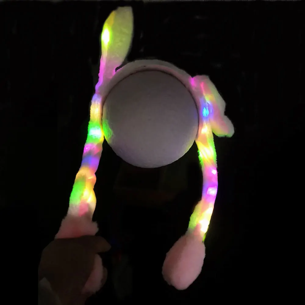 Plush Rabbit Hat Imitate Cute Gasbag LED Pink Sweet Flash Rabbit Ears Joke Gifts Girl Friend