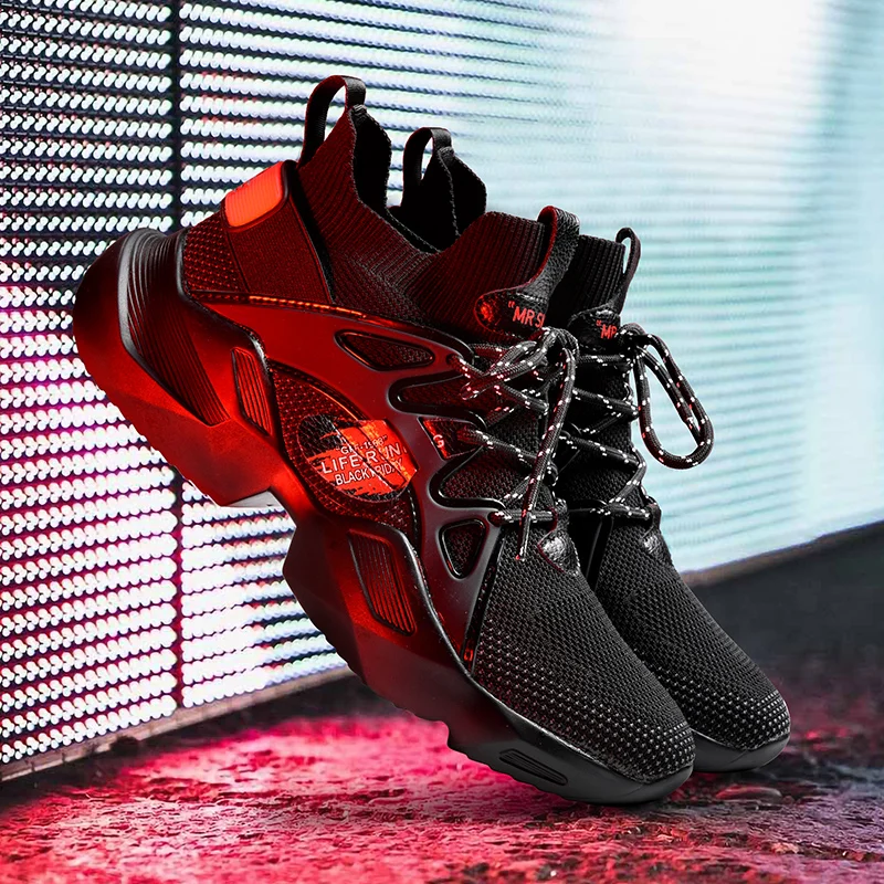 

2020 Man Causal Shoes High Top Shoes Sneakers Men Breathable Men Fly Weave Mesh Boots Shoes Fashion Sneakers Men Footwear