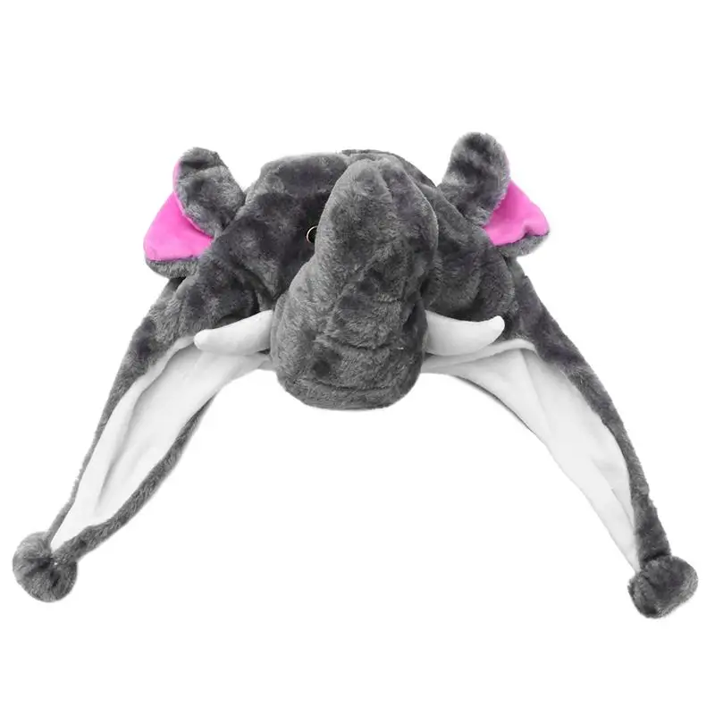

Adorable Plush Animal Elephant Hat Earflap Aviator Style Cartoon Winter Hood Cap Hat Performance Accessory for Children Adults