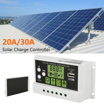 

20A 30A Auto Solar Charge Controller Controllers LCD USB 12V/24V Output Solar Panel Battery Charge Controller Voltage Regulator