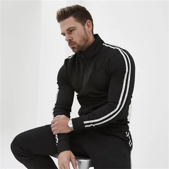 

20 New Men Fashion Striped Long Sleeve Hoodies+Pants Set Male Tracksuit Sport Suit Men's Gyms Set Casual Sportswear Suit