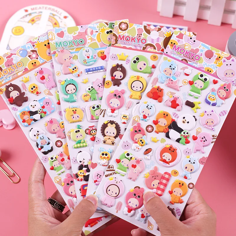Милые Мультяшные Красочные Животные медведь 3D пышные стикеры s Kawaii Канцтовары Diy