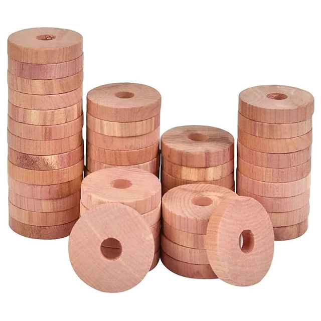 Lot de 50 anneaux en bois de cèdre pour vêtements, blocs de cèdre  aromatique pour placards et tiroirs, protection de stockage de vêtements -  AliExpress